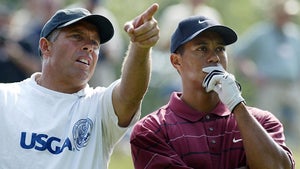 Steve Williams and Tiger Woods at the 2002 U.S. Open.