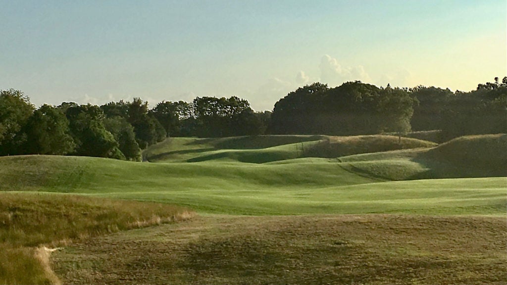 The 382-yard, par-4 1st hole at the Misquamicut Club in Westerly, R.I.