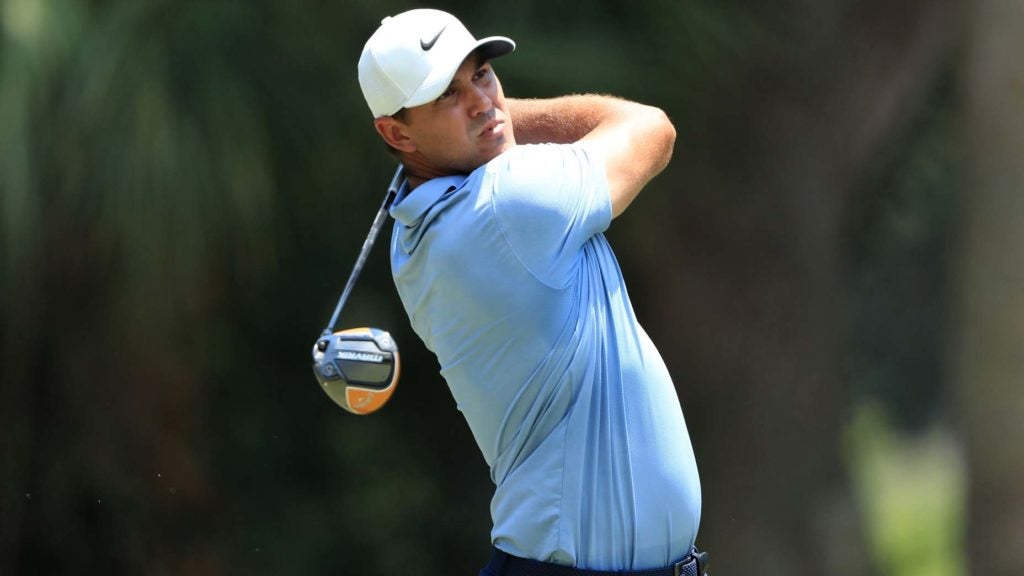 Pro golfer Brooks Koepka hits drive