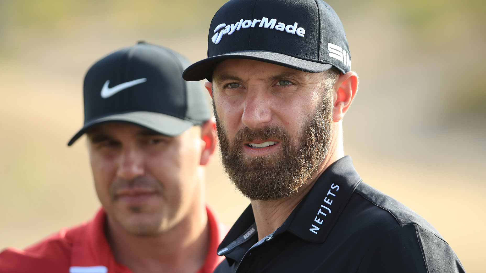 Pro golfers Dustin Johnson and Brooks Koepka