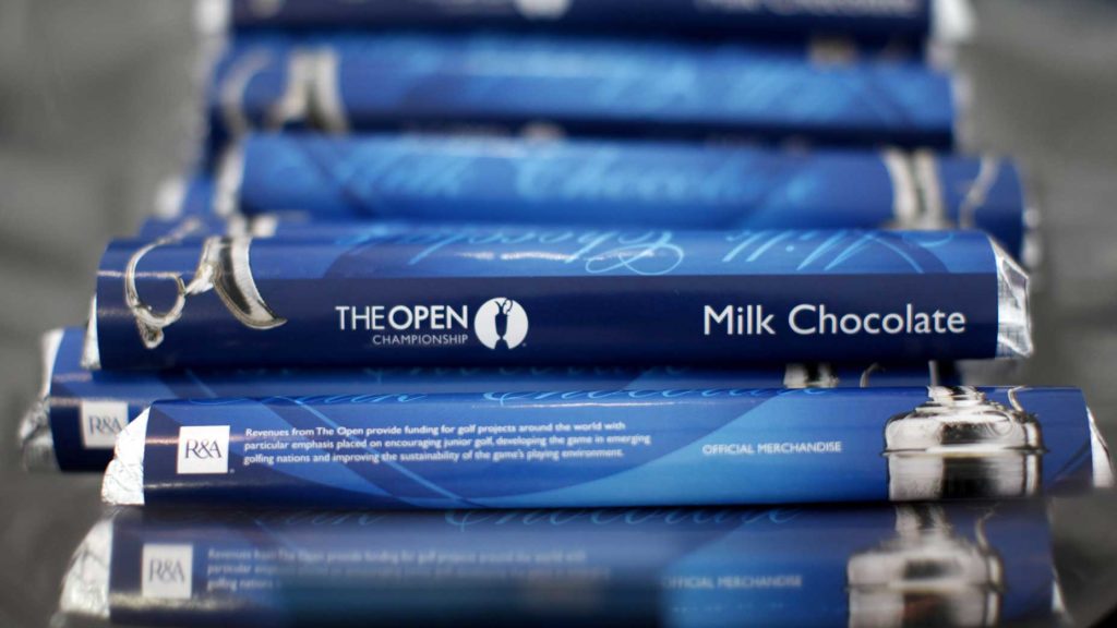 Chocolate bars provided at the British Open.