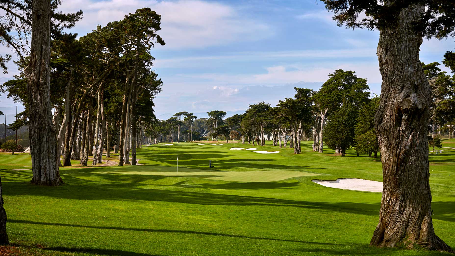 The 251-yard, par-3 8th hole at TPC Harding Park in 2018.