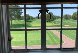 view out winged foot locker room window