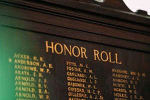 Winged Foot Honor Roll board for World War II veterans