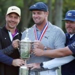 Bryson DeChambeau with us open trophy