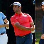 Pro golfers Justin Thomas, Jon Rahm and Dustin Johnson