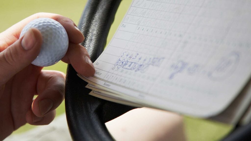 A golfer's scorecard.