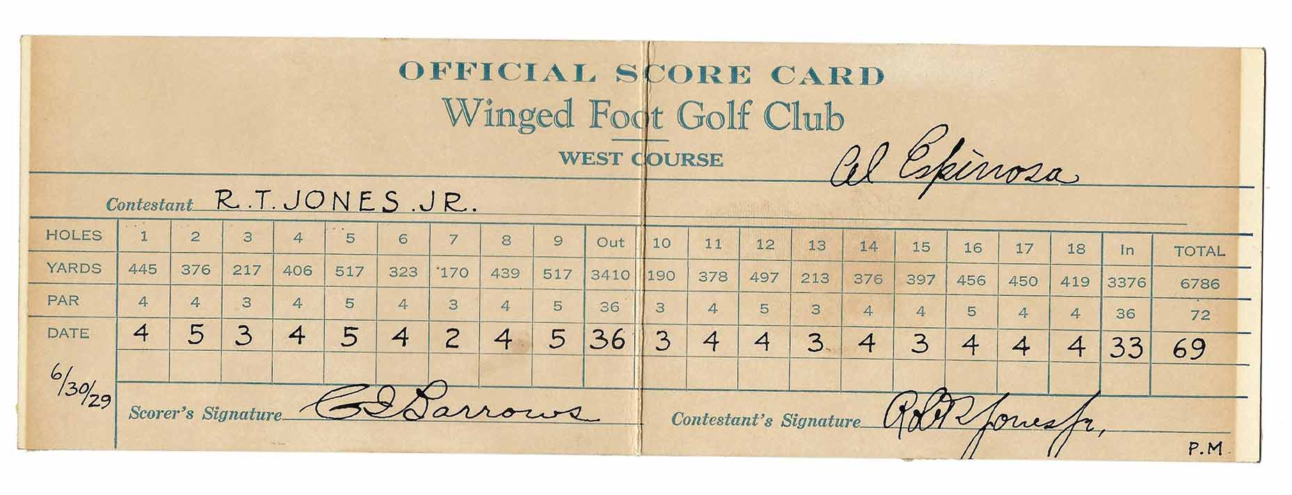 Winged Foot scorecard