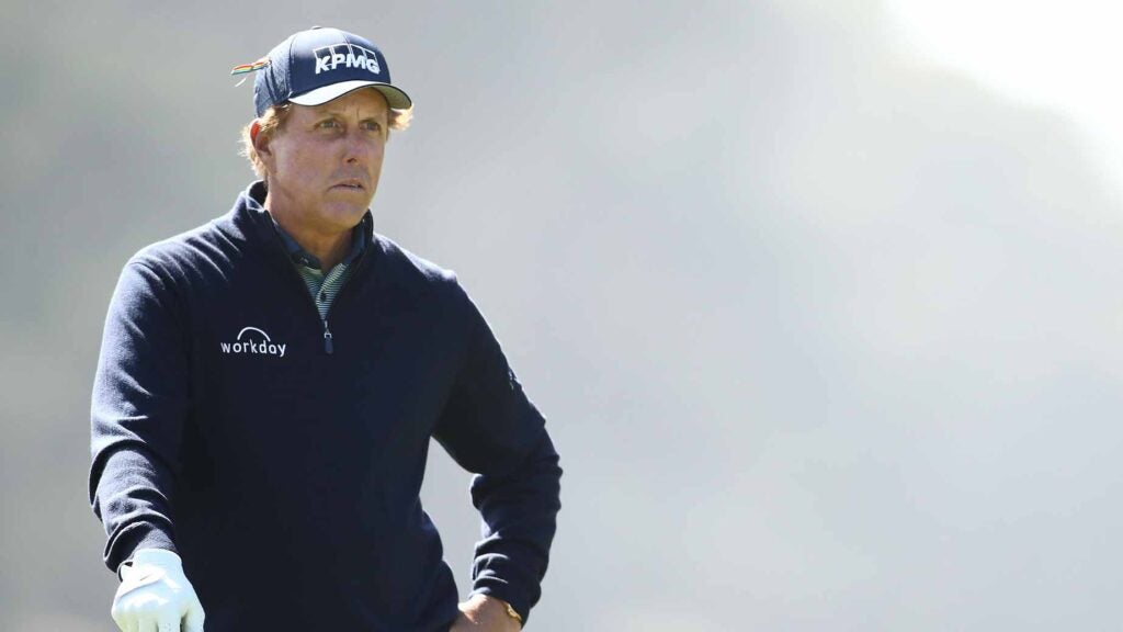 phil mickelson stares over shot