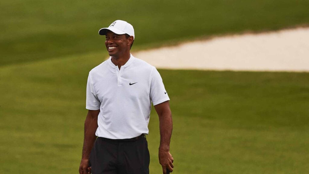 tiger woods smiles augusta national