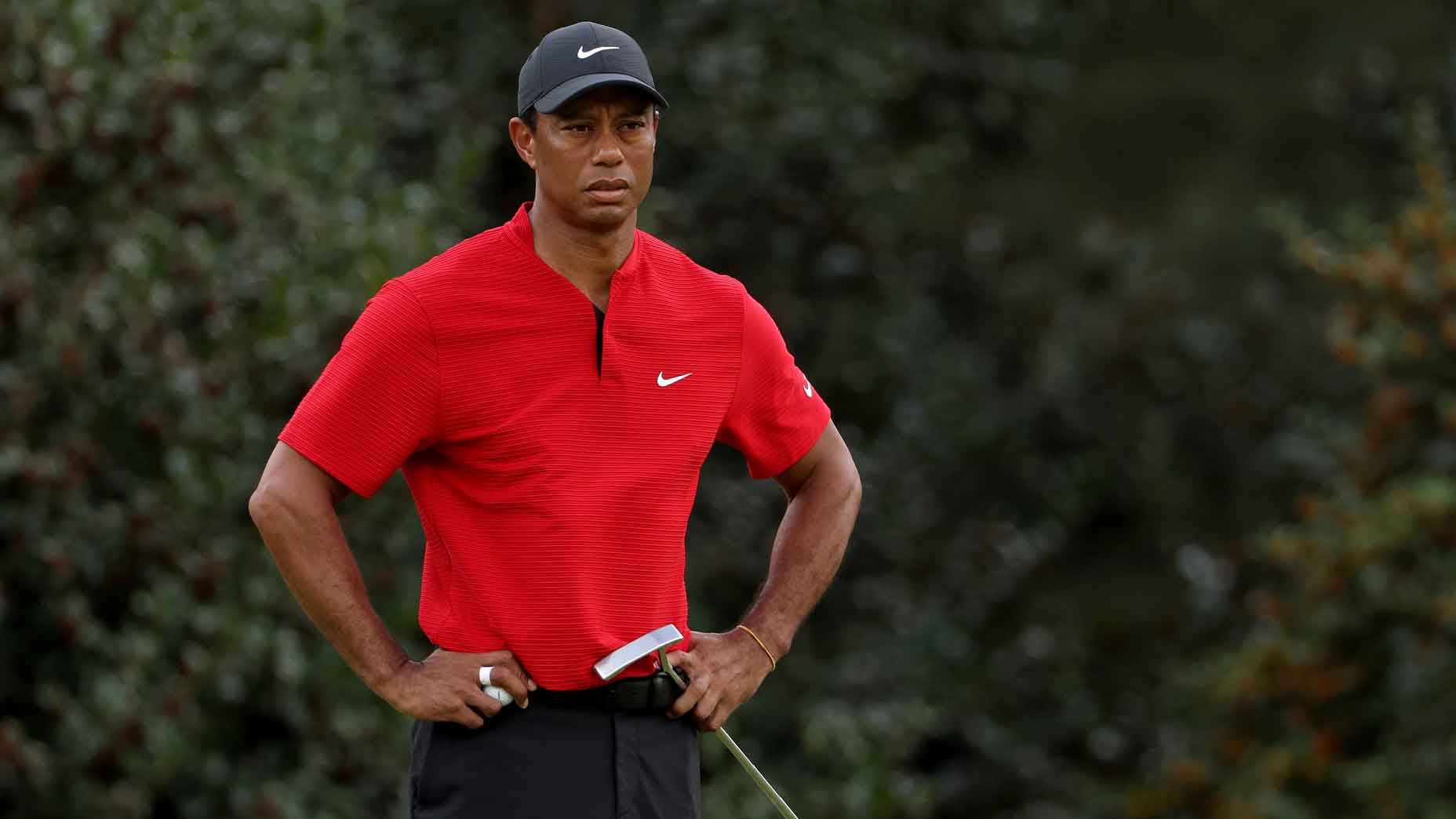 tiger woods red polo