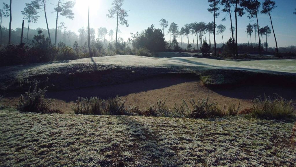 Frost on a golf course.