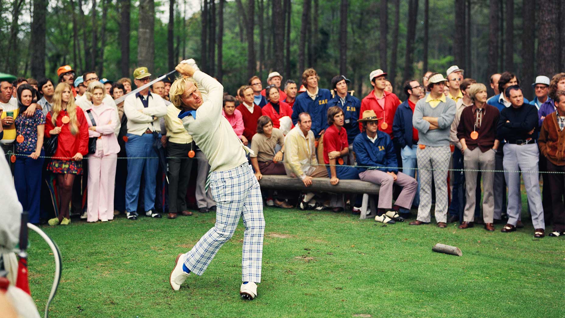 Jack Nicklaus tees off at the 1972 Masters.