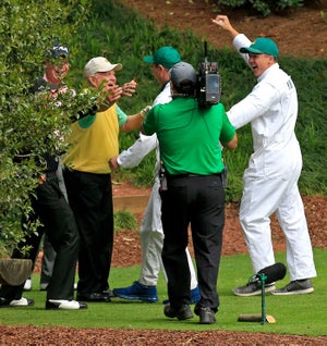 Jack and JT celebrate hole in one.