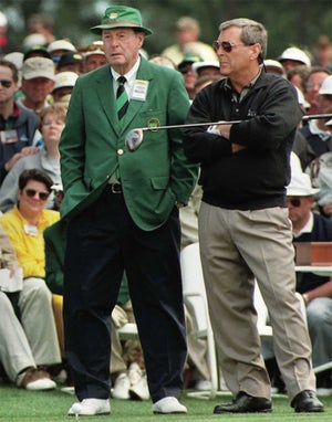 Augusta member Phil Harrison and Fuzzy Zoeller at the 1998 Masters.