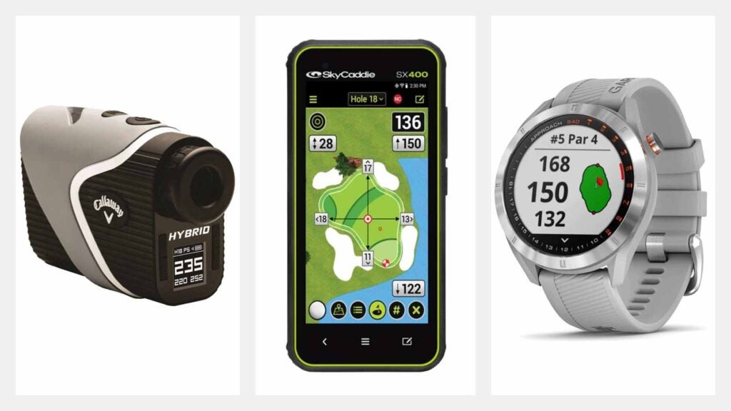 Golf rangefinders and GPS watches.