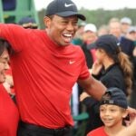 Charlie Woods with Tiger Woods at 2019 Masters