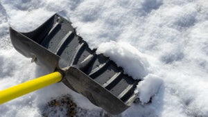snow shovel in yard