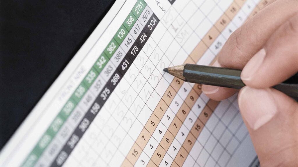 a close-up of a golfer's scorecard
