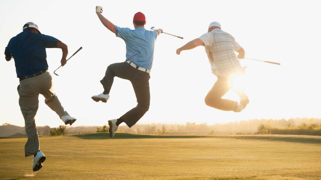 happy golfers