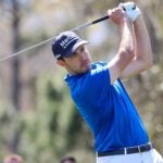 Patrick Cantlay watches a shot during the first round of the Players.