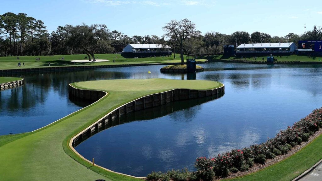 The 17th hole at TPC Sawgrass' Stadium Course.