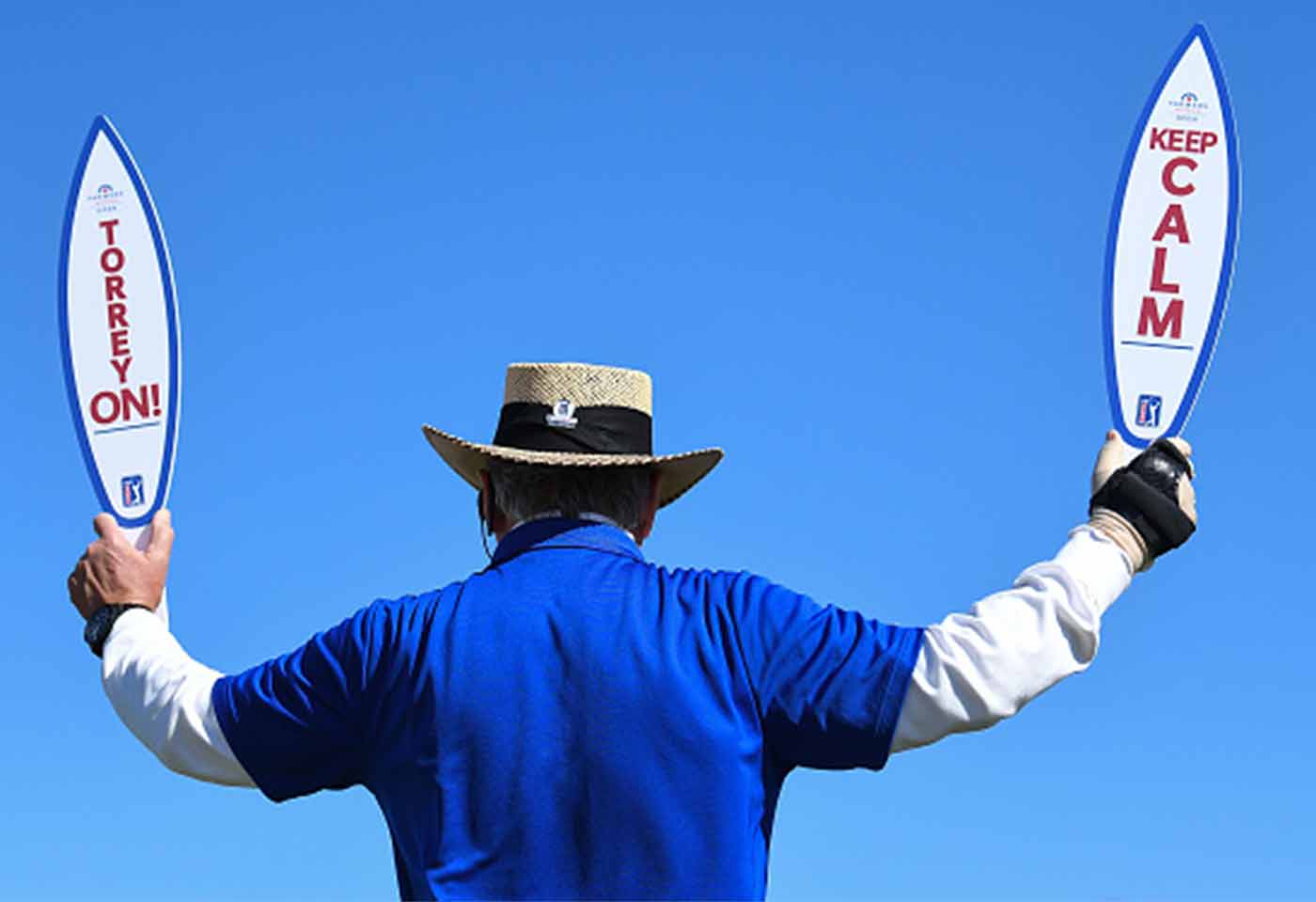 a volunteer at a golf tournament