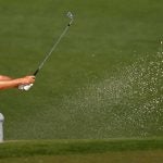 Webb Simpson practices at Augusta National