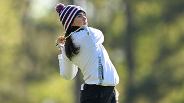 Alessia Nobilio hits a an iron shot at Augusta National.