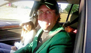 phil mickelson in green jacket at krispy kreme