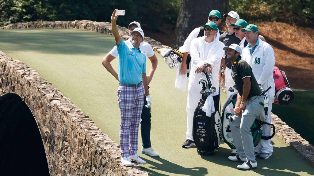 Ian Poulter pauses for a photo on Wednesday at the Masters.
