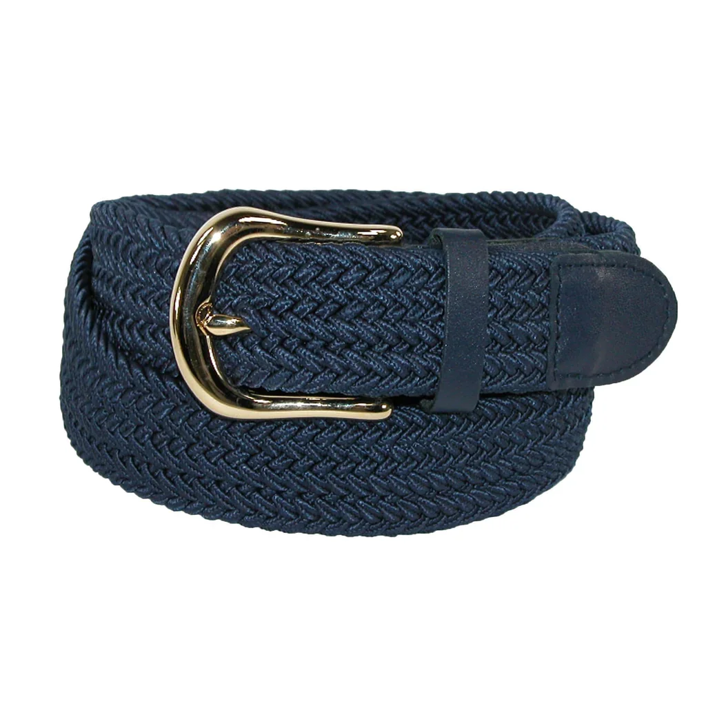 CTM® Men's Elastic Stretch Belt with Gold Buckle and Matching Tabs