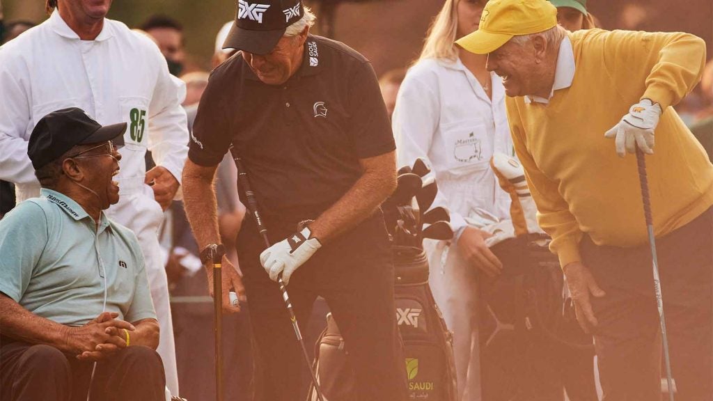 Lee elder, jack nicklaus and gary player at the 2021 masters.
