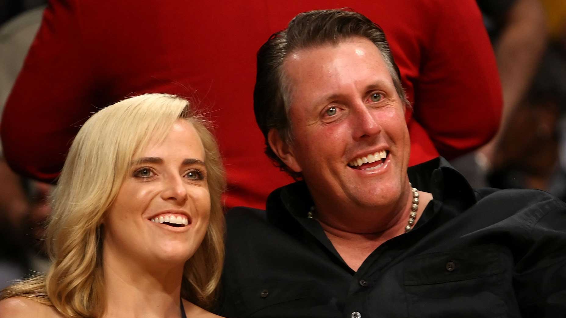 Amy and Phil Mickelson at Staples Center in Los Angeles during the 2009 Western Conference finals.