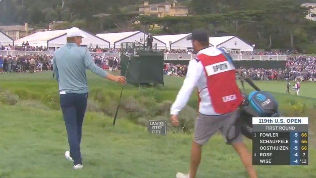 Jordan Spieth and Michael Greller at the 2019 U.S. Open at Pebble Beach.