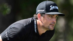 Keegan Bradley stares down his tee shot on the 13th hole on Sunday.