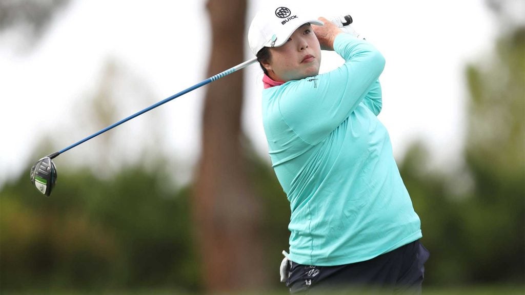 Shanshan Feng hits a tee shot.