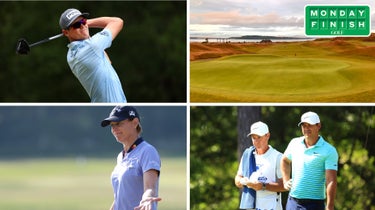 four pictures of golfers