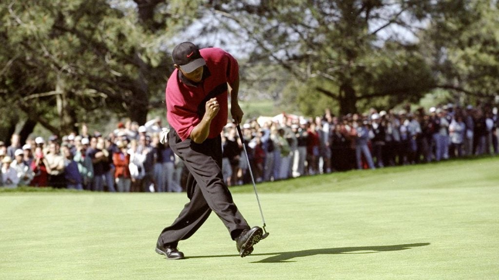 tiger woods chases putt