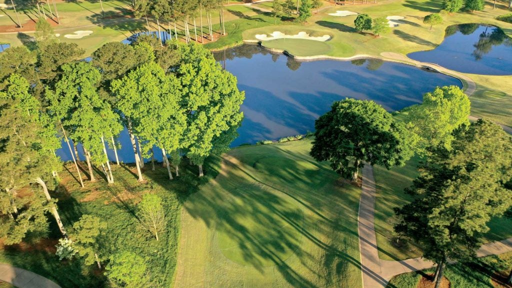 aerial shot of golf hole