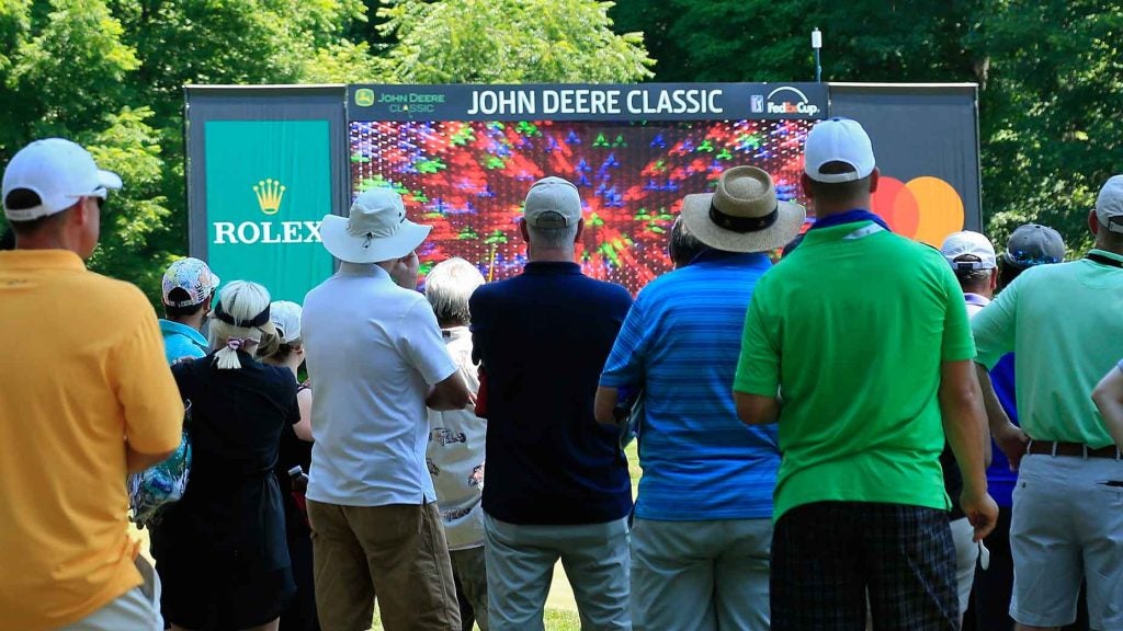 John Deere Classic fans watch video board
