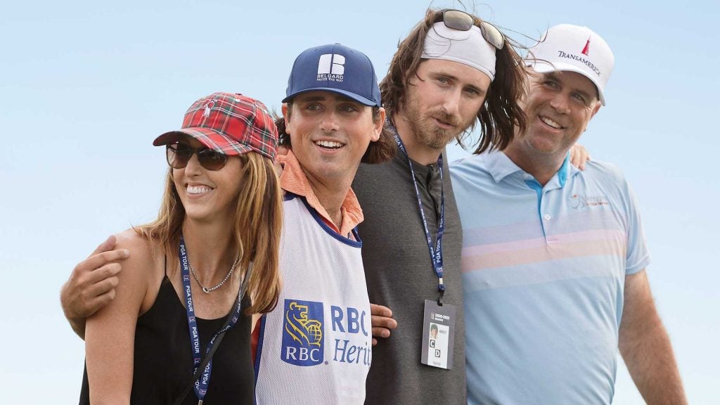 Stewart Cink celebrated his RBC Heritage win with wife, Lisa, and sons Reagan and Connor.