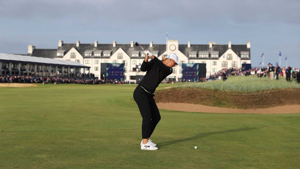 Anna Nordqvist hits her approach into the 18th green on Sunday at Carnoustie.