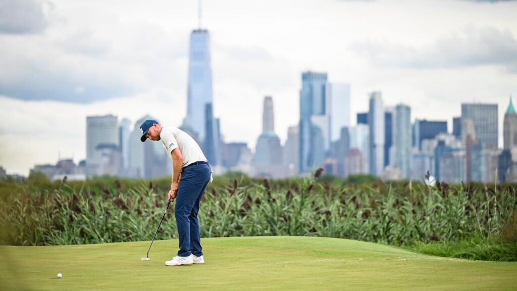Daniel Berger at Liberty National in the first round of the FedEx Cup Playoffs.
