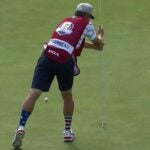 bryson's caddie with flagstick