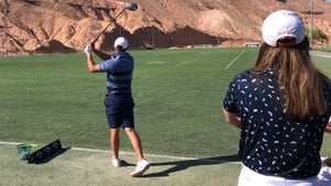 bryson dechambeau and kyle berkshire at the world long drive event