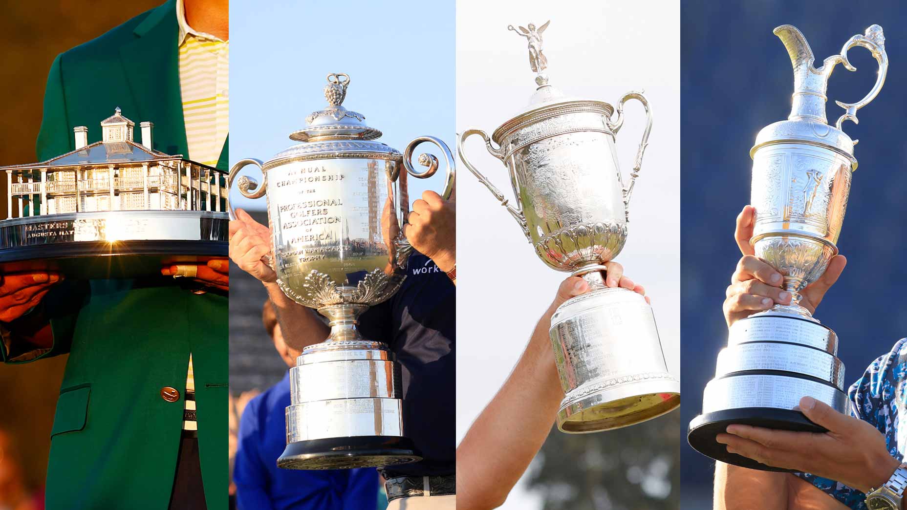 The four major golf trophies