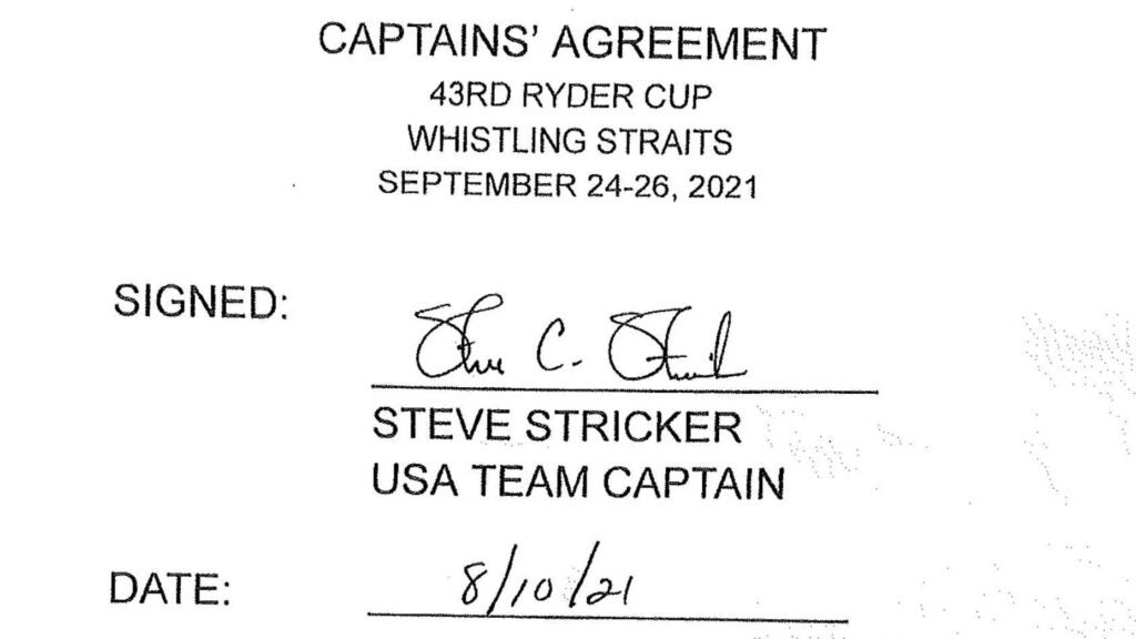 Ryder Cup captains' agreement
