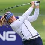 brooke henderson tees off with a 48-inch Ping driver at the Founders Cup