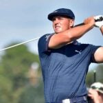 Bryson DeChambeau in finish position with driver
